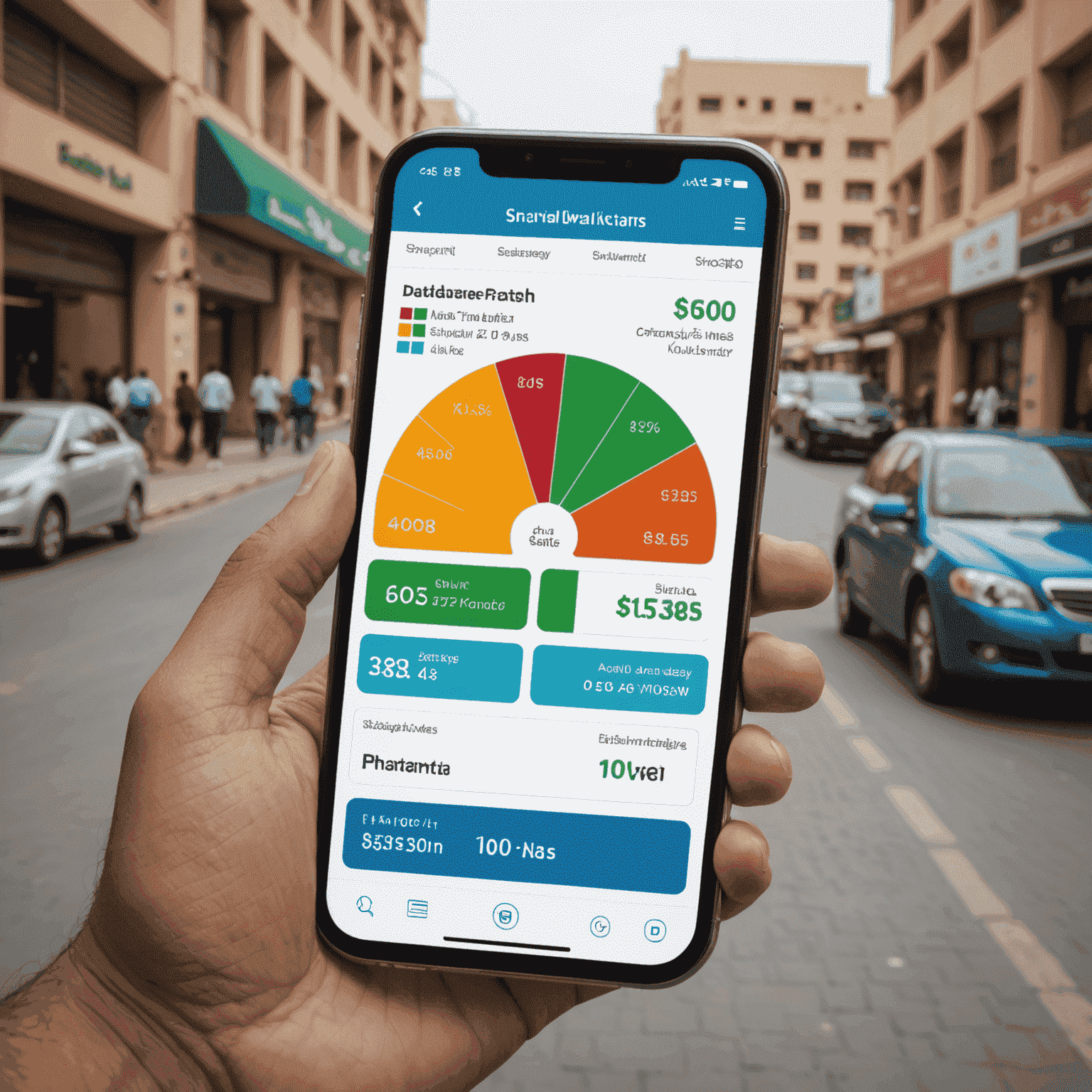 A smartphone displaying various STC Kuwait data package options with different data allowances and prices